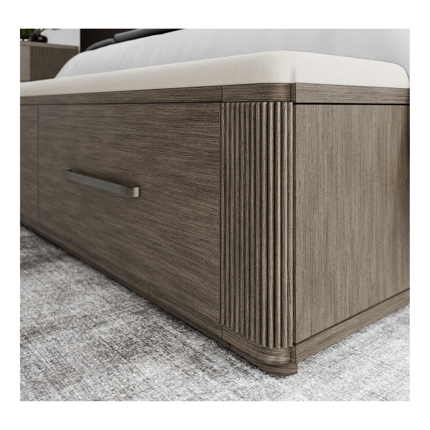 Sariel - Queen Upholstered Storage Footboard - Light Brown