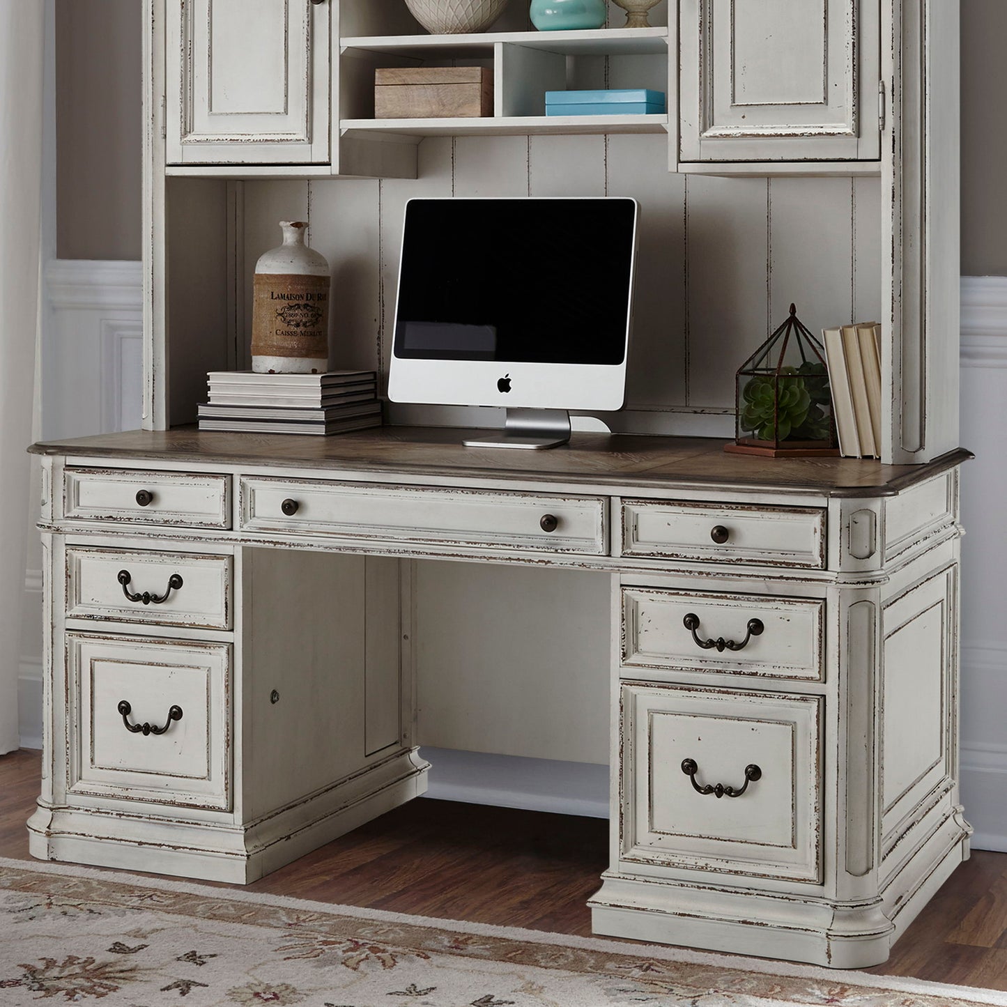 Magnolia Manor - Jr Executive Credenza Base - Antique White
