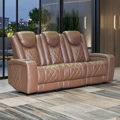 Dorian - Reclining Leather Sofa With Power Headrest And Footrest - Brown