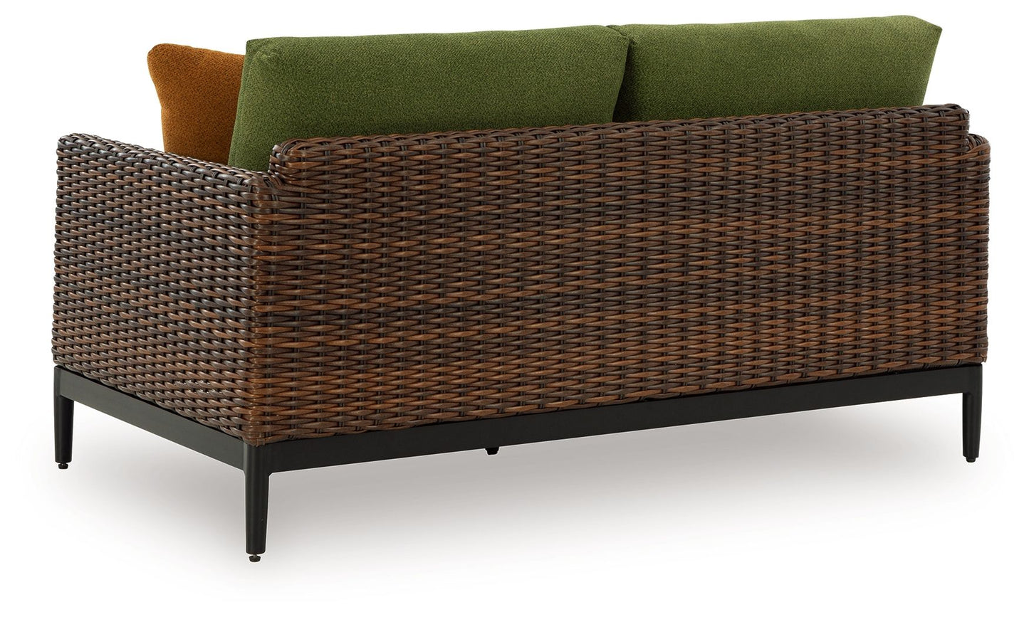 Horizon Hall - Loveseat With Cushion - Brown / Green
