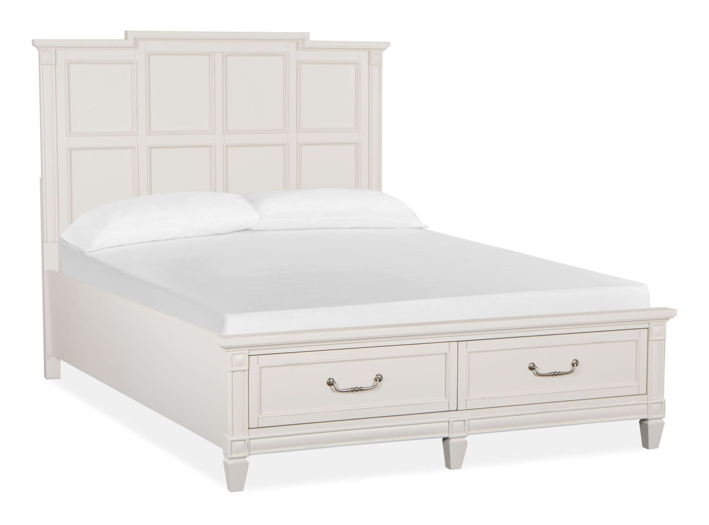 Willowbrook - Queen Panel Storage Footboard - Egg Shell White With Slight Rub Through