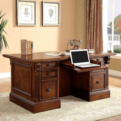 Huntington - Double Pedestal Executive Desk - Antique Vintage Pecan