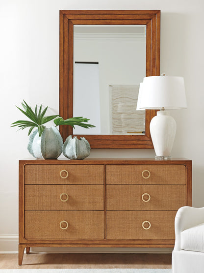 Palm Desert - Wood Framed Raffia Mirror - Dark Brown