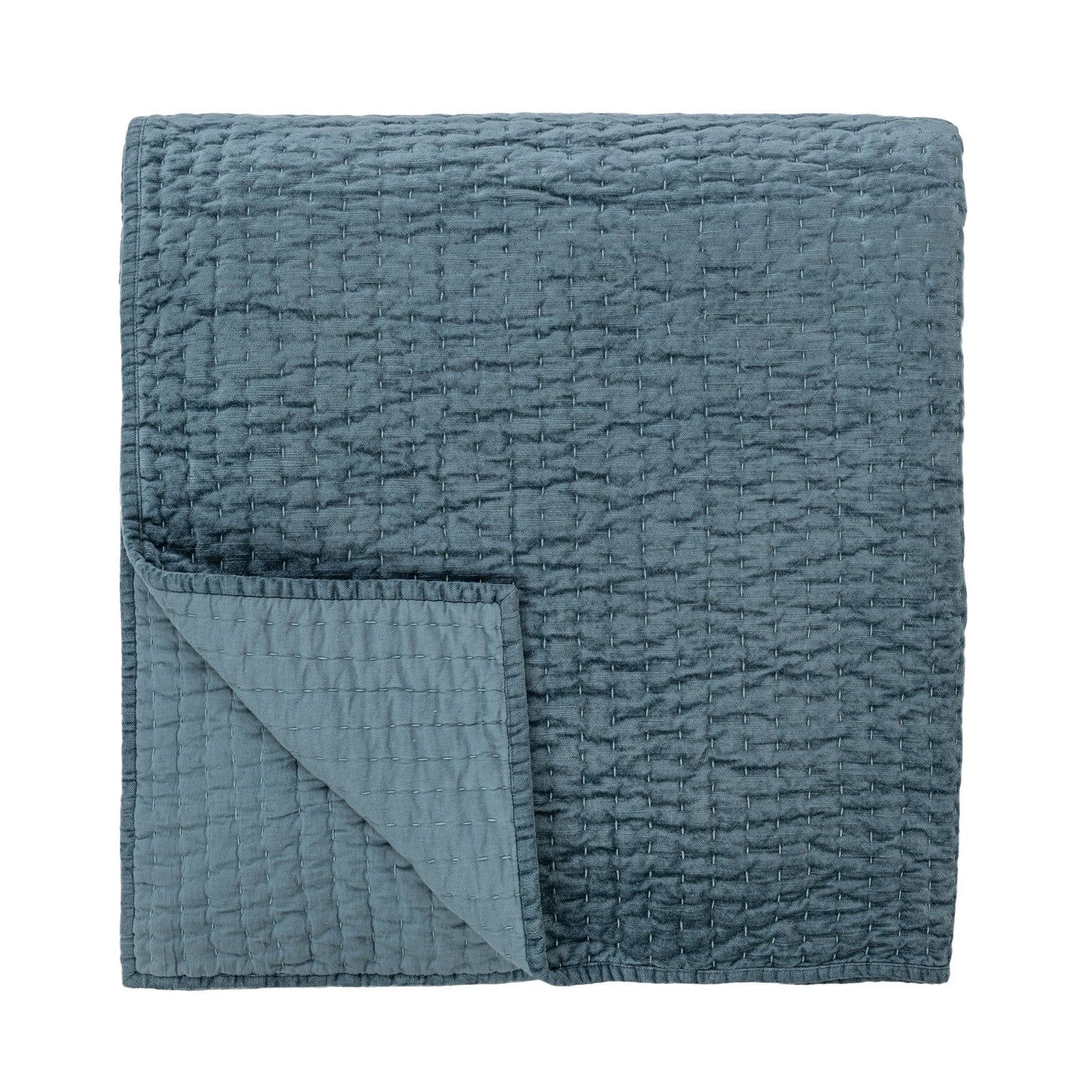 Bari - Velvet Quilt - Stone Blue