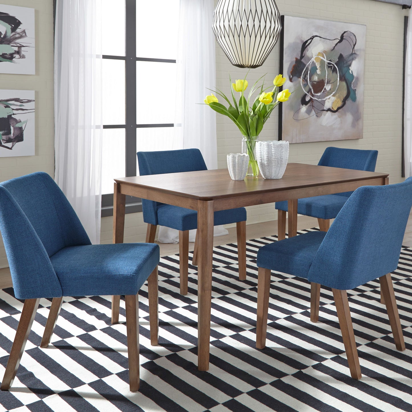 Space Savers - 5 Piece Rectangular Table Set - Walnut