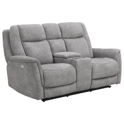 Linus - Zero Gravity Power Reclining Console Loveseat - Hudson Gray