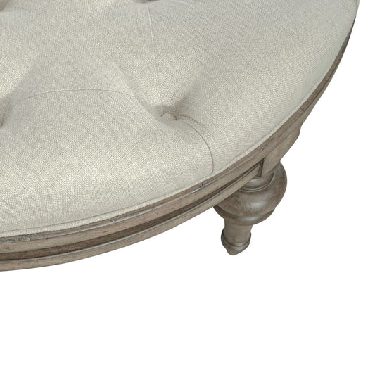 Americana Farmhouse - Round Cocktail Ottoman - Dusty Taupe
