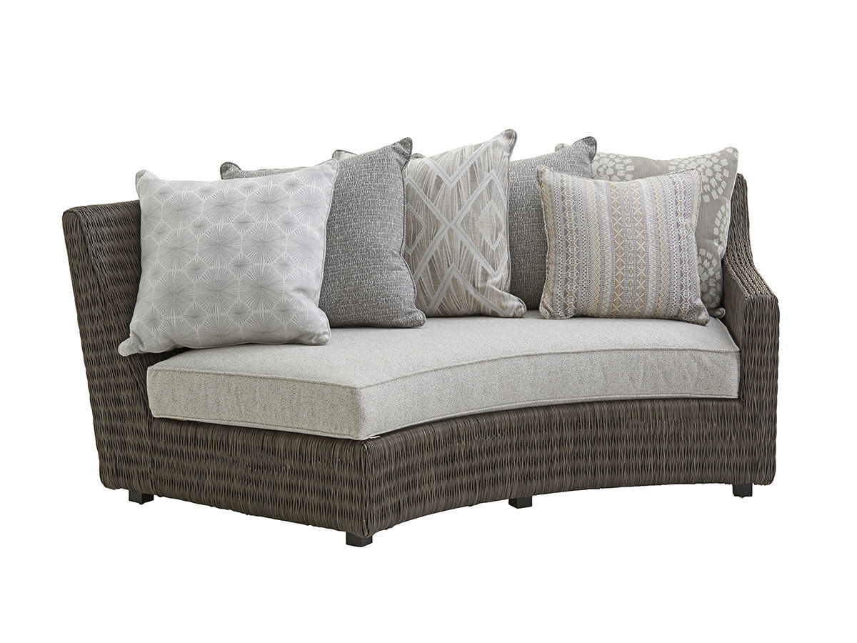 Cypress Point Ocean Terrace - Curved Sectional Armless LAF Sofa - White / Dark Brown