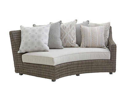 Cypress Point Ocean Terrace - Curved Sectional Armless LAF Sofa - White / Dark Brown