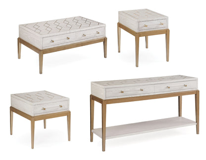 Perrine - Rectangle Cocktail Table - White / Gold