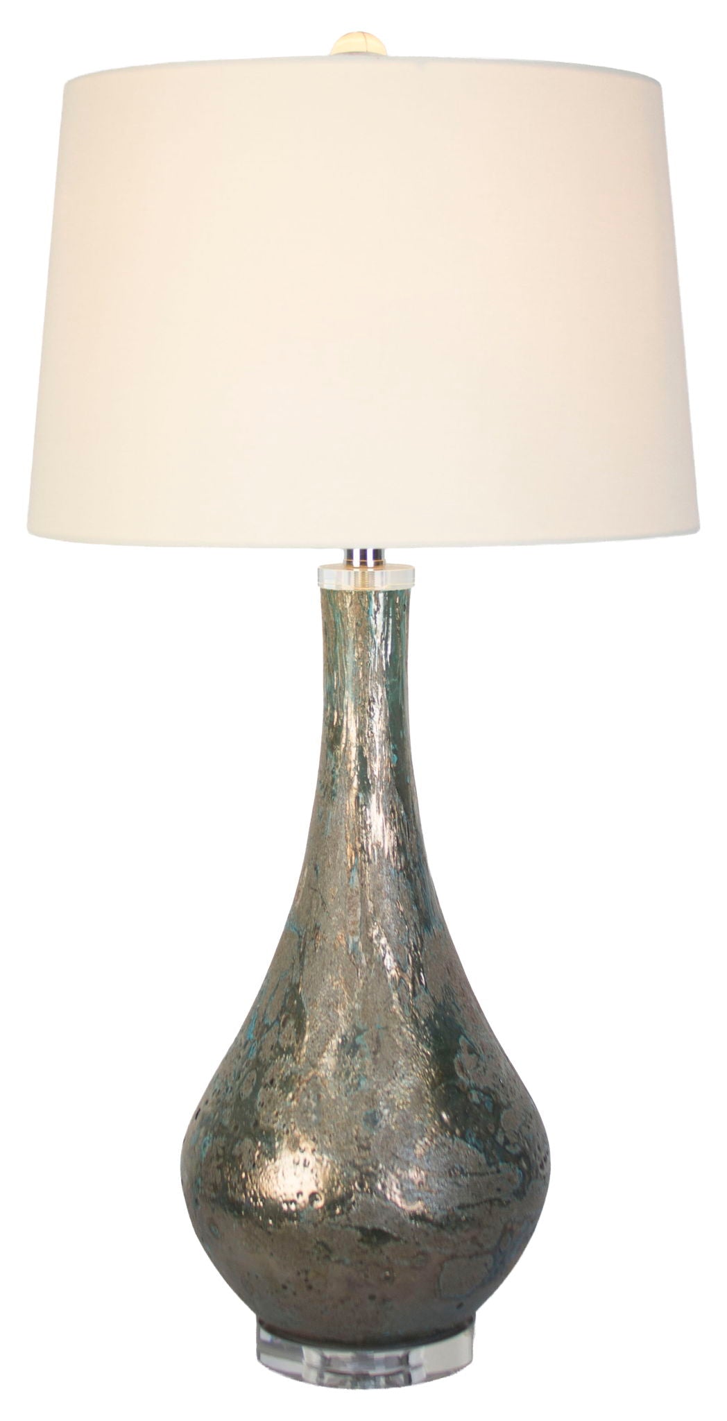 Lagoon Luster - 32 X 16 - Art Glass Table Lamp (Set of 2) - Mottled Teal