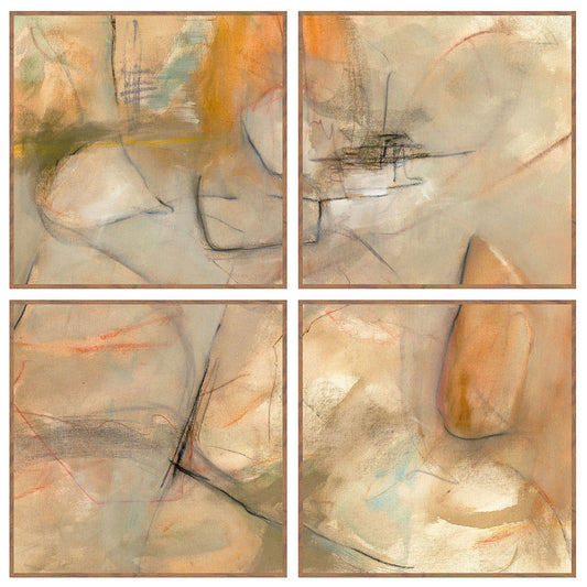 Ochre I - 48" x 48" Painting By Buddy Whitlock (Set of 4) - Walnut