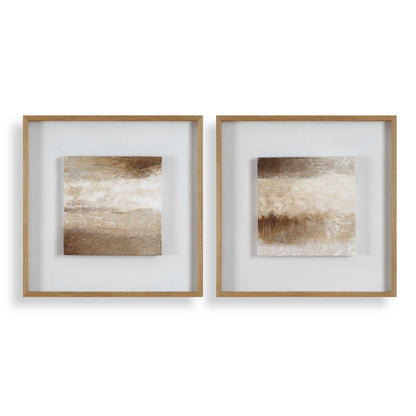 Between Lines - Abstract Painting (Set of 2) - Brown / White
