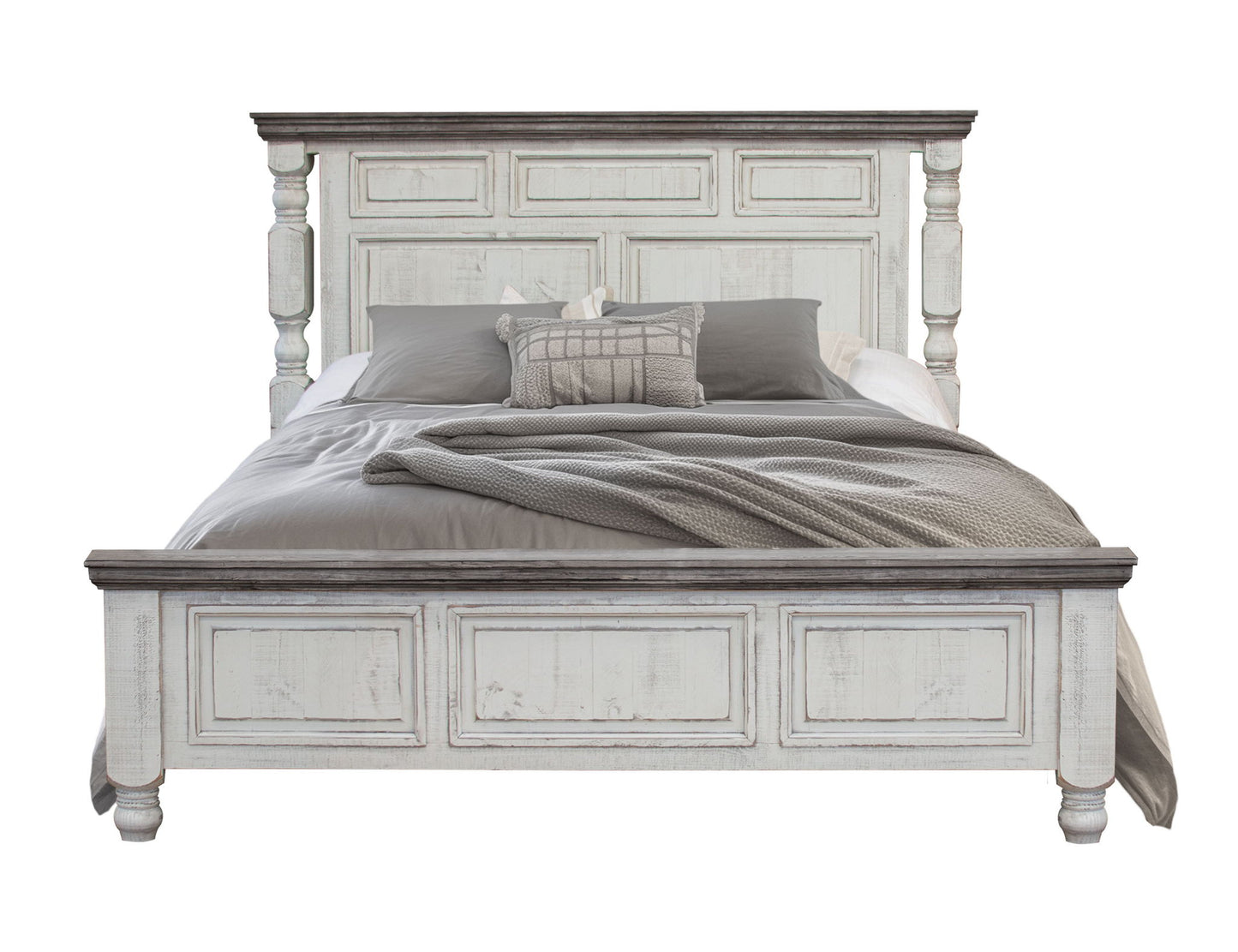 Stone - Queen Headboard - Antiqued Ivory / Weathered Gray