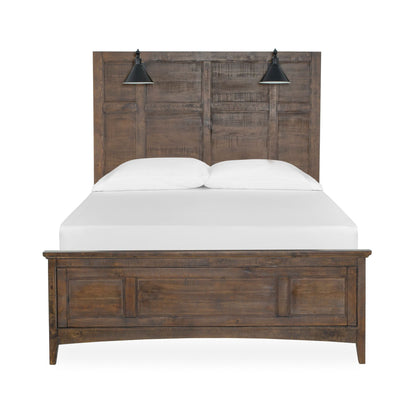 Bay Creek - Queen Panel Bed Headboard With 2 Lamps - Toasted Nutmeg