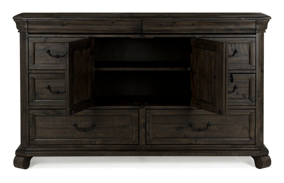 Bellamy - Drawer Dresser With Shaped Mirror - Peppercorn