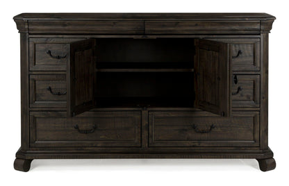 Bellamy - Drawer Dresser With Shaped Mirror - Peppercorn