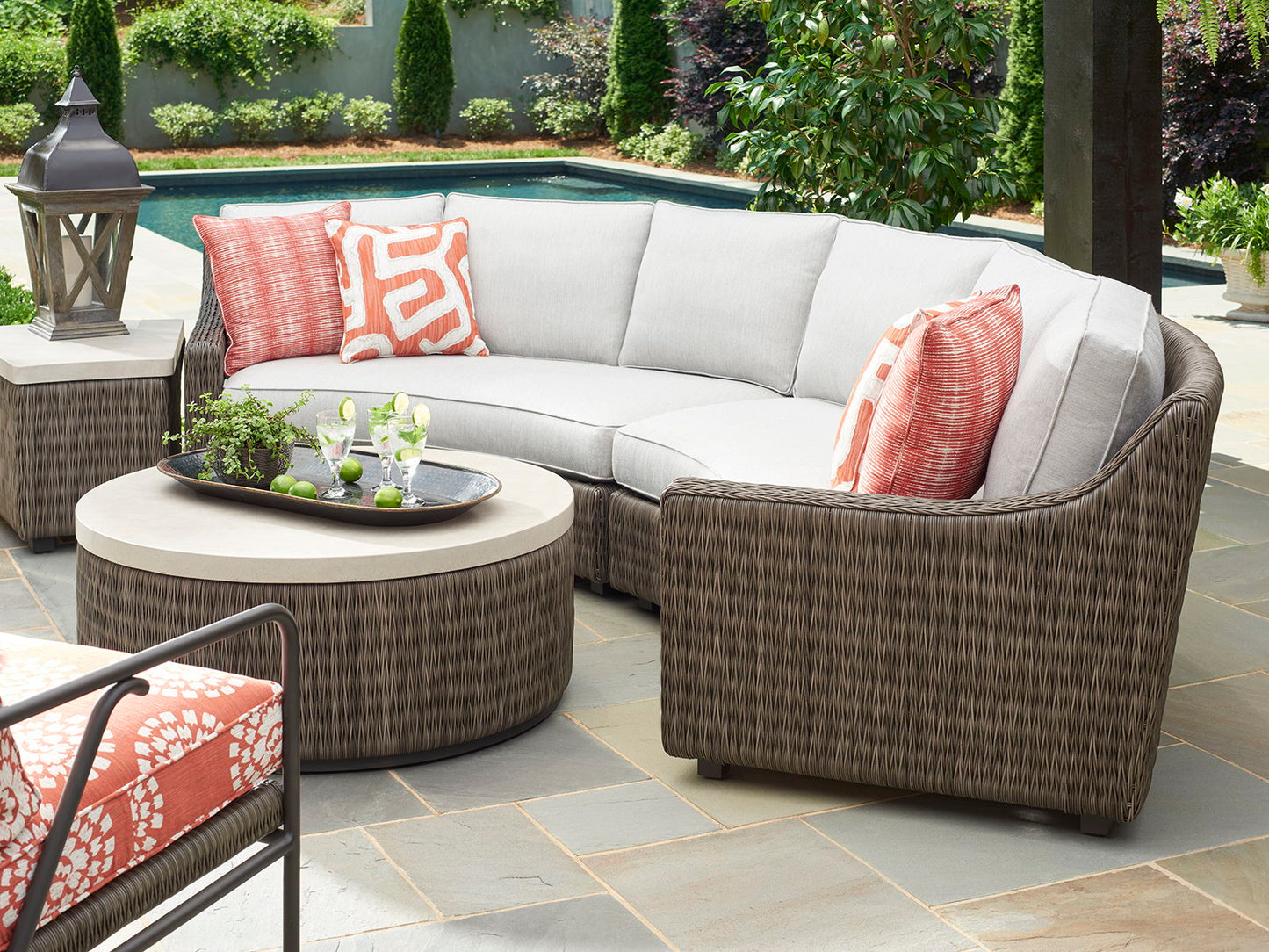 Cypress Point Ocean Terrace - Curved Sectional LAF Sofa - Dark Gray / Gray