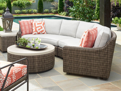 Cypress Point Ocean Terrace - Curved Sectional Armless LAF Sofa - White / Dark Brown