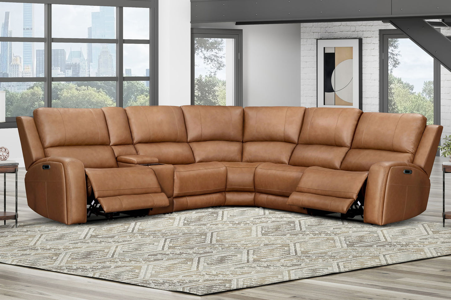 Belmont - Entertainment Tilt Console With Wireless Charger - Lyric Caramel