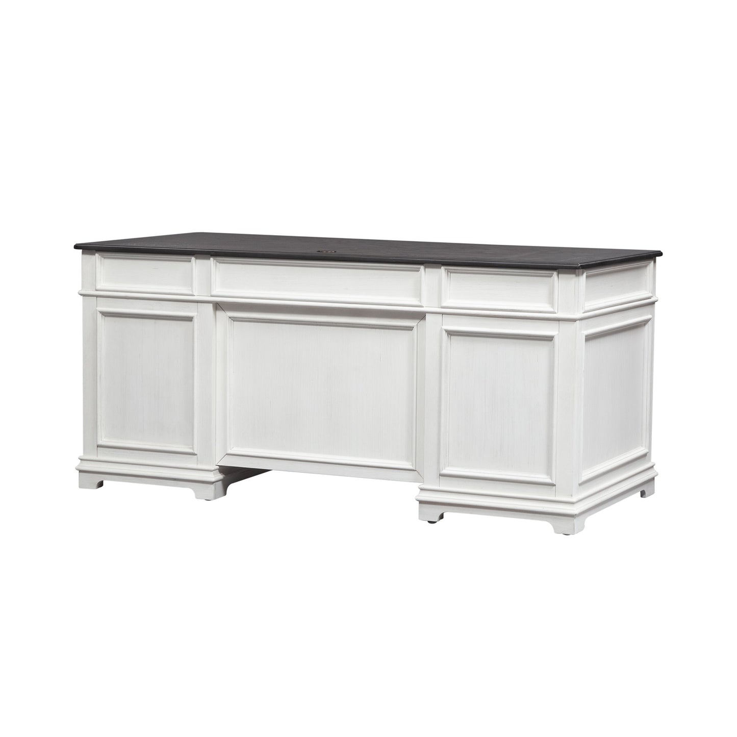 Allyson Park - Jr Executive Desk Base - Wirebrushed White / Charcoal