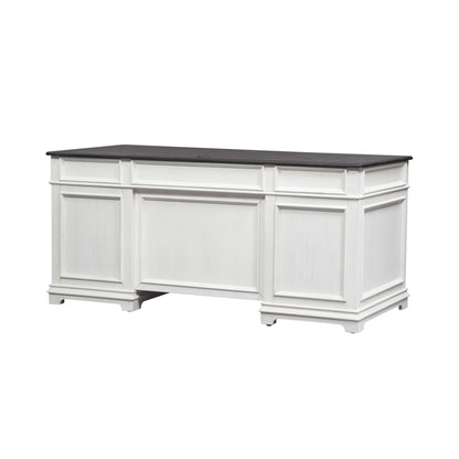 Allyson Park - Jr Executive Desk Base - Wirebrushed White / Charcoal