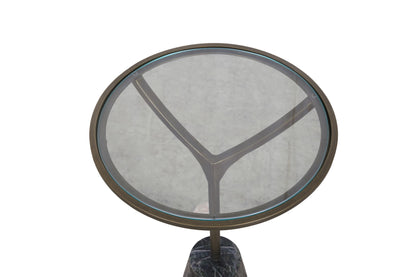 Gianna - Accent Table - Antique Brass / Green Marble