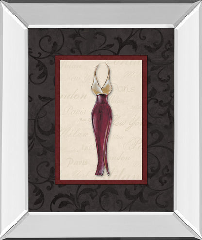 Fashion Dress Il By Susan Osbourne Mirror Framed Print Wall Art - Dark Gray