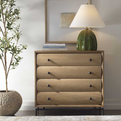 Millard - Curved 4 Drawer Chest - Woodtone