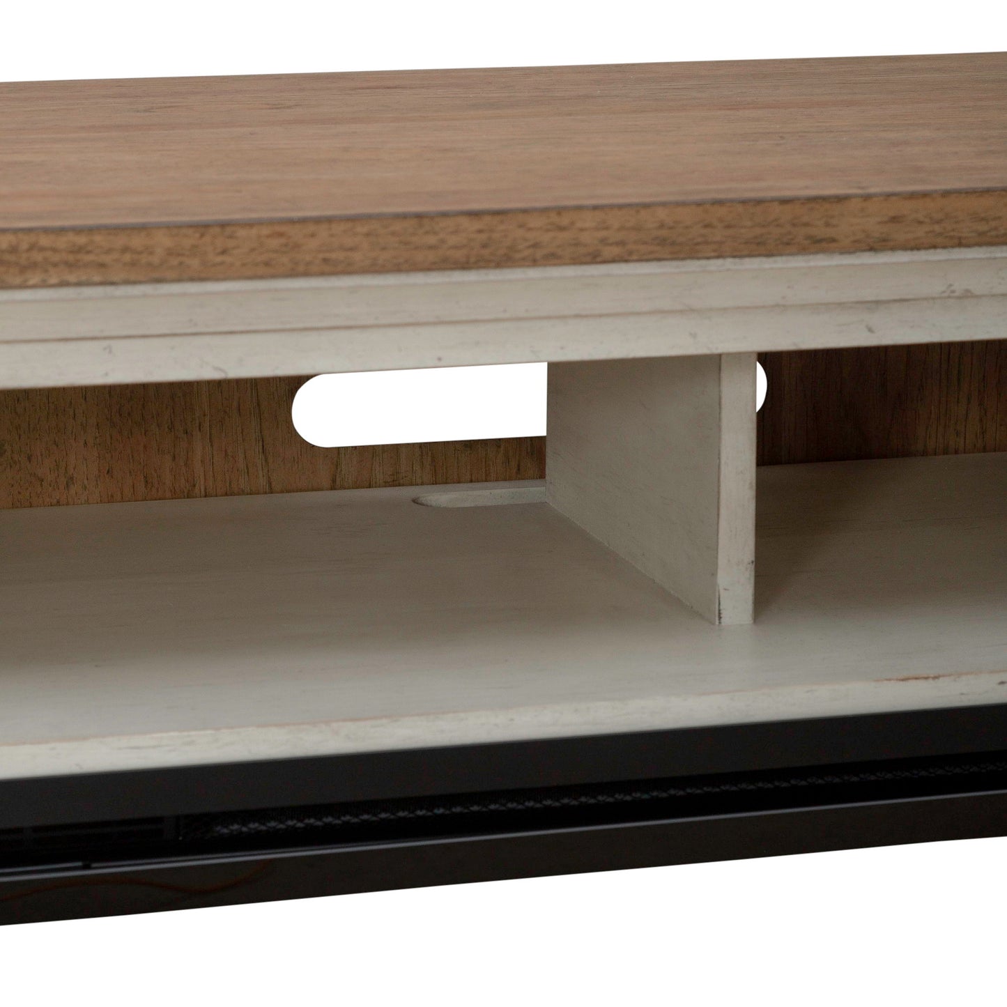 Fireplace TV Consoles - 79" Console With Fire - Medium Brown