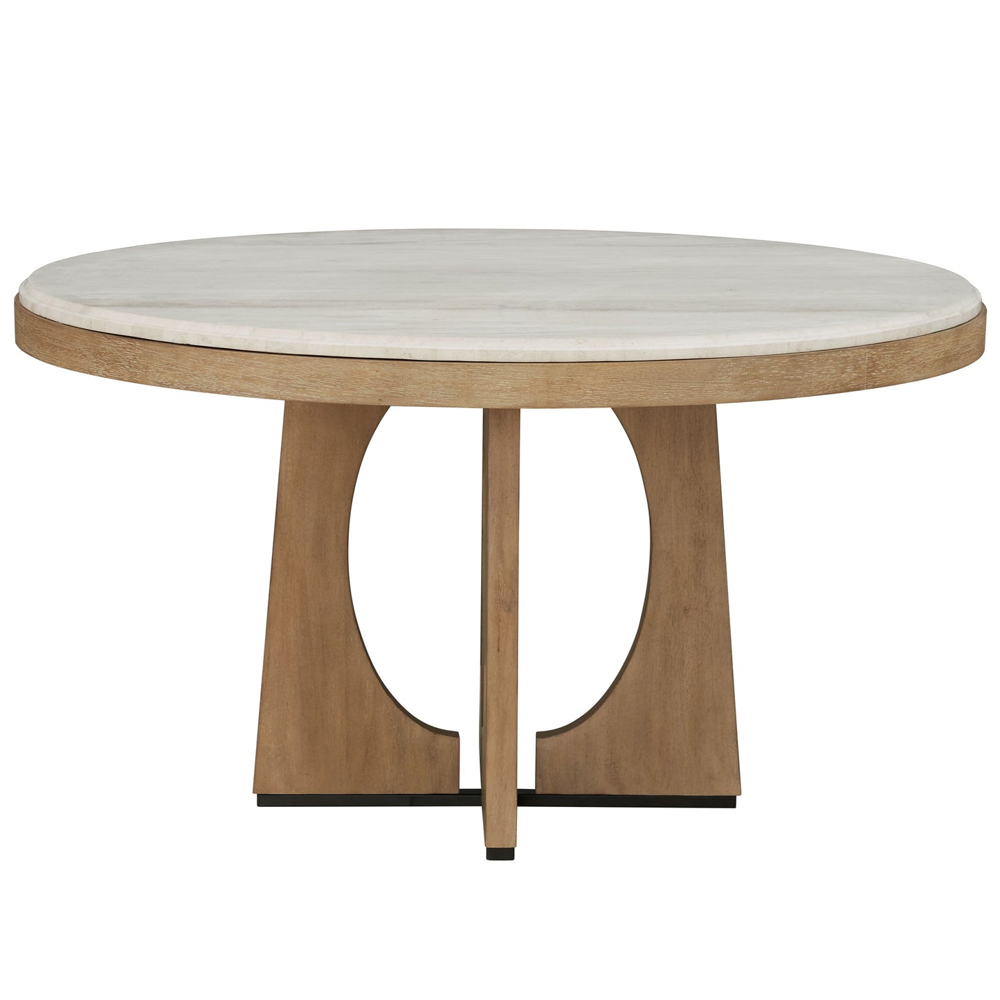 Escape - Round Dining Table Base - Glazed Natural Oak / Black Metal Trim