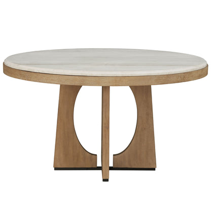 Escape - Round Dining Table Base - Glazed Natural Oak / Black Metal Trim