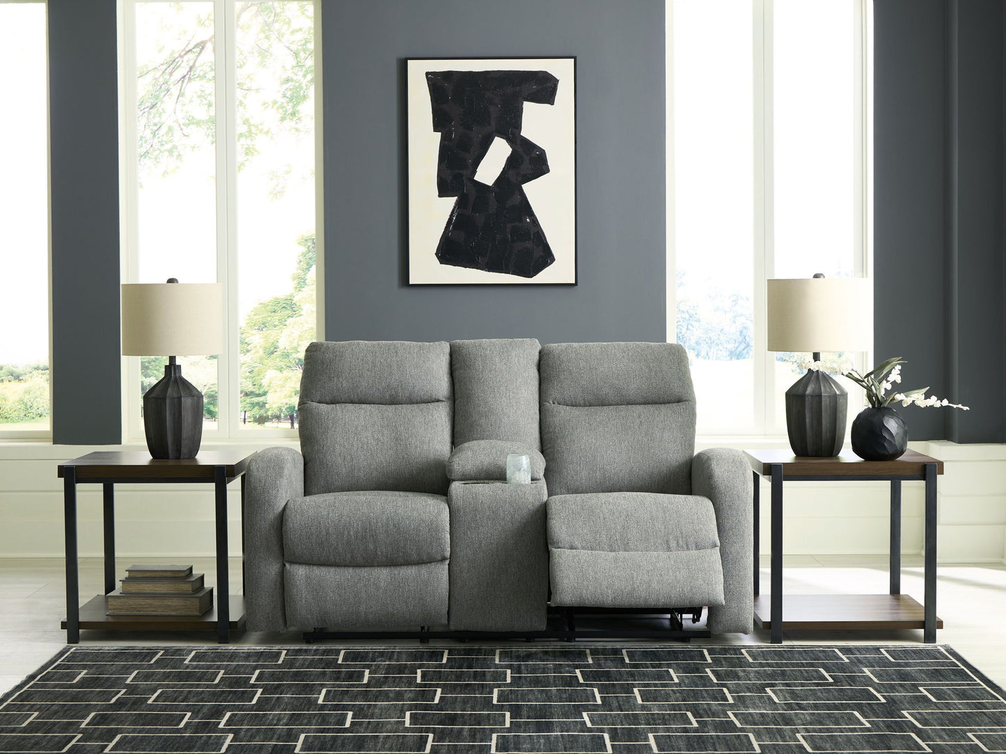 Gauntlet - Double Recline Loveseat With Console - Sterling