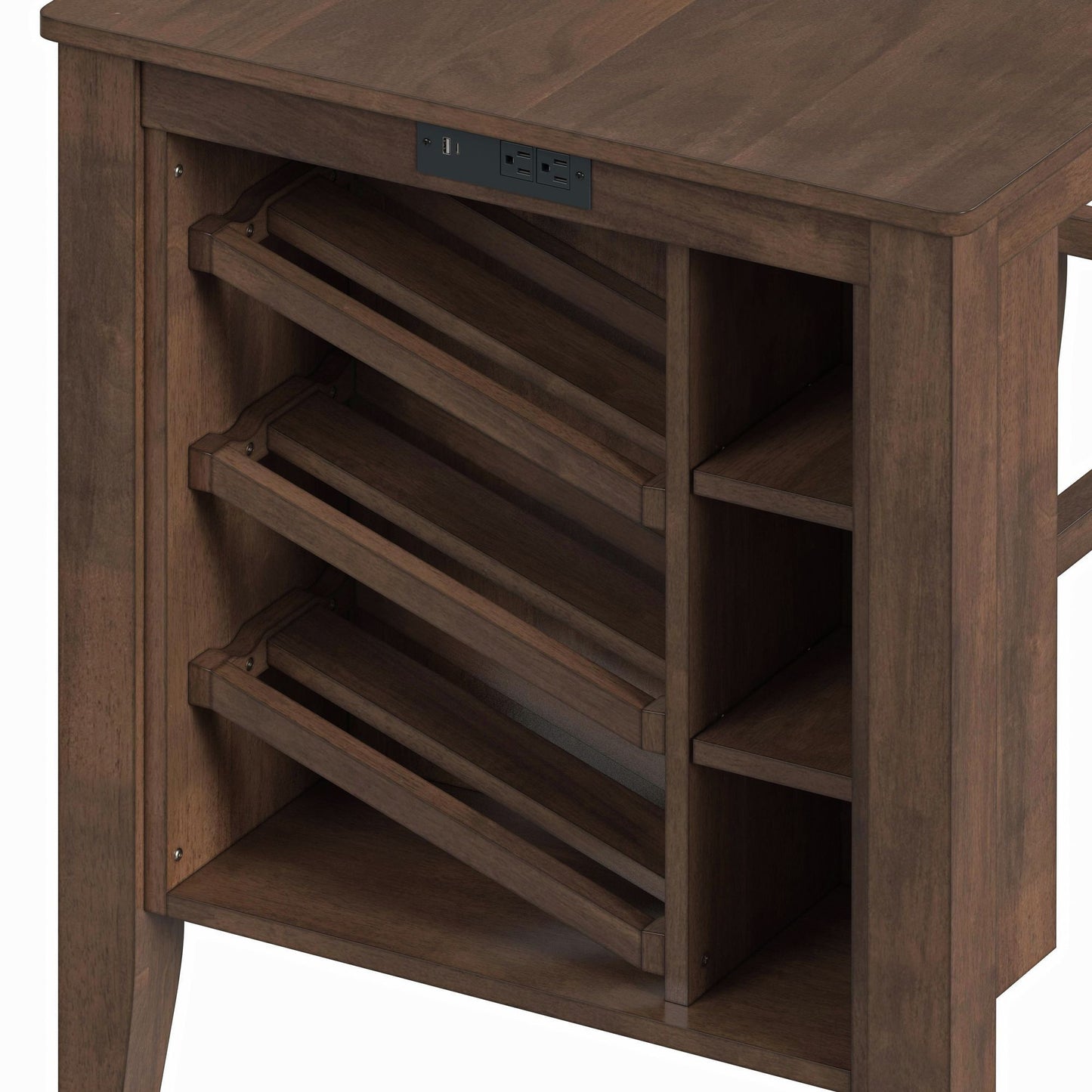 Santa Barbara - Kitchen Island & 2 Counter Stools With Fabric - Walnut / Dark Gray