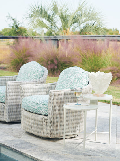 Seabrook - Swivel Lounge Chair - Beige / Blue
