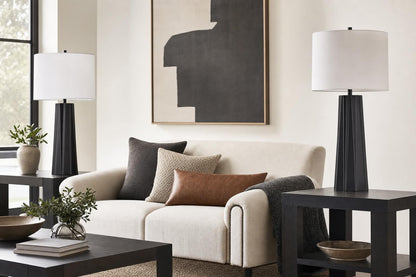 "Obsidian Glow" Metal Table Lamp (Set of 2) - Matte Black