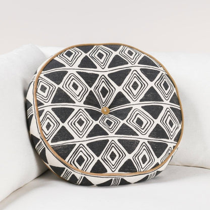 Radiant Oasis - 18" Round Nubia Pillow - Black / White