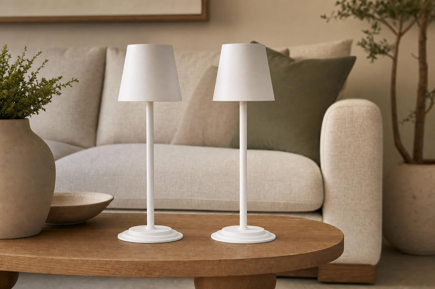 "Eclipse Aura II" Rechargeable LED Metal Accent Lamp (Set of 2) - White