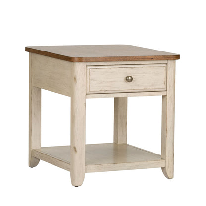 Farmhouse Reimagined - 3 Piece Table Set (1 Cocktail 2 End Tables) - Antique White / Chestnut Tops