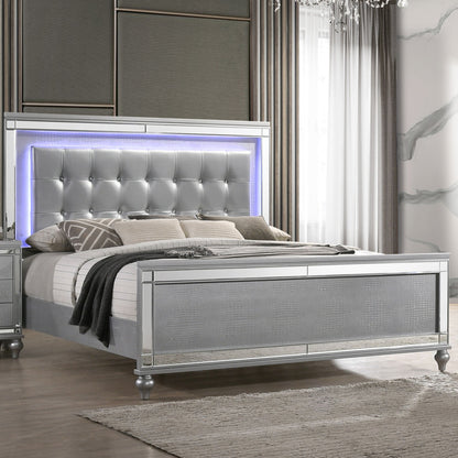 Valentino - 5/0 Queen Lighted Headboard - Silver