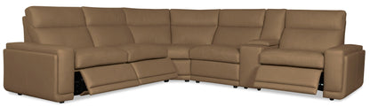 MS - Simone Six-Piece Power Reclining Sectional - Dark Brown