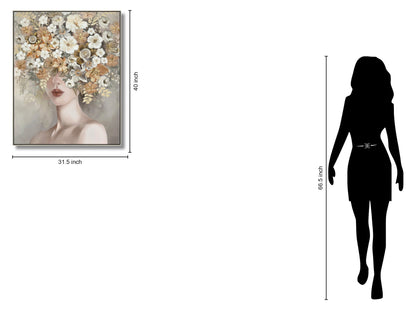 Blossom Veil Muse - 40" x 32" Framed Wall Art - Gray