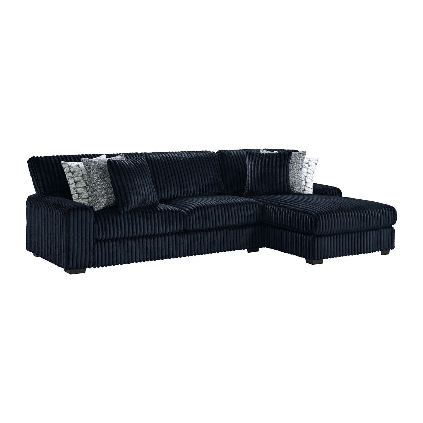 Nightfall - LHF Loveseat With 4 Pillows 20" (2 Winkin Walnut, 2 Nod Walnut) - Grand Cord Black