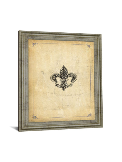 Ornate Crest - 28" x 34" Framed Wall Art - Beige
