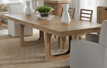 Escape - Rectangular Dining Table Base - Glazed Natural Oak / Black Metal Trim