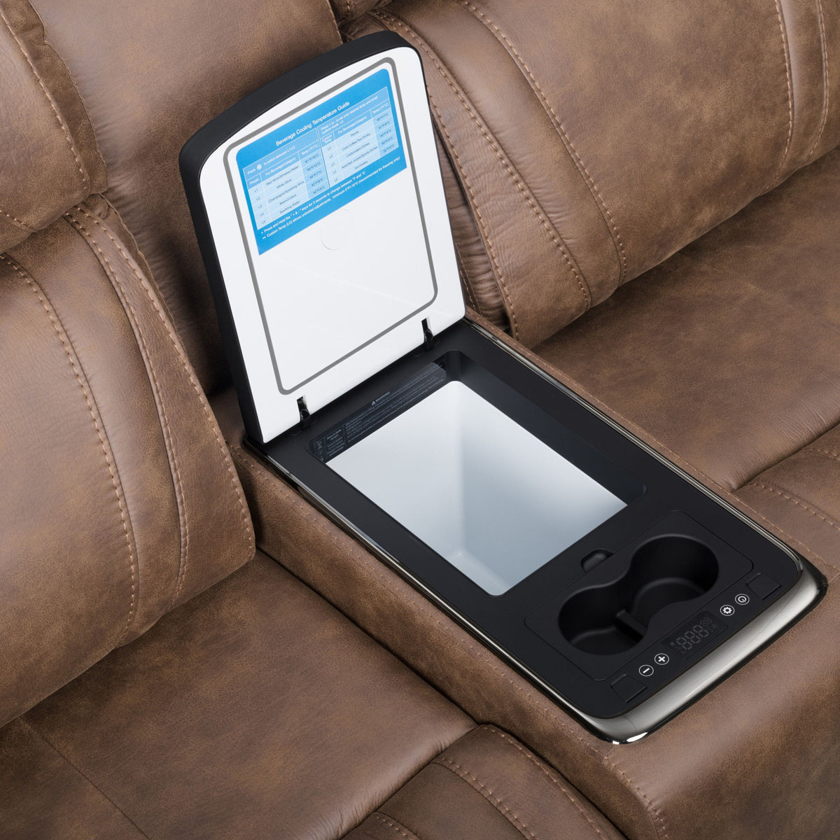 Carrow - Loveseat With Power Headrest, Footrest & Cooler, Massage, Stereo - Brown