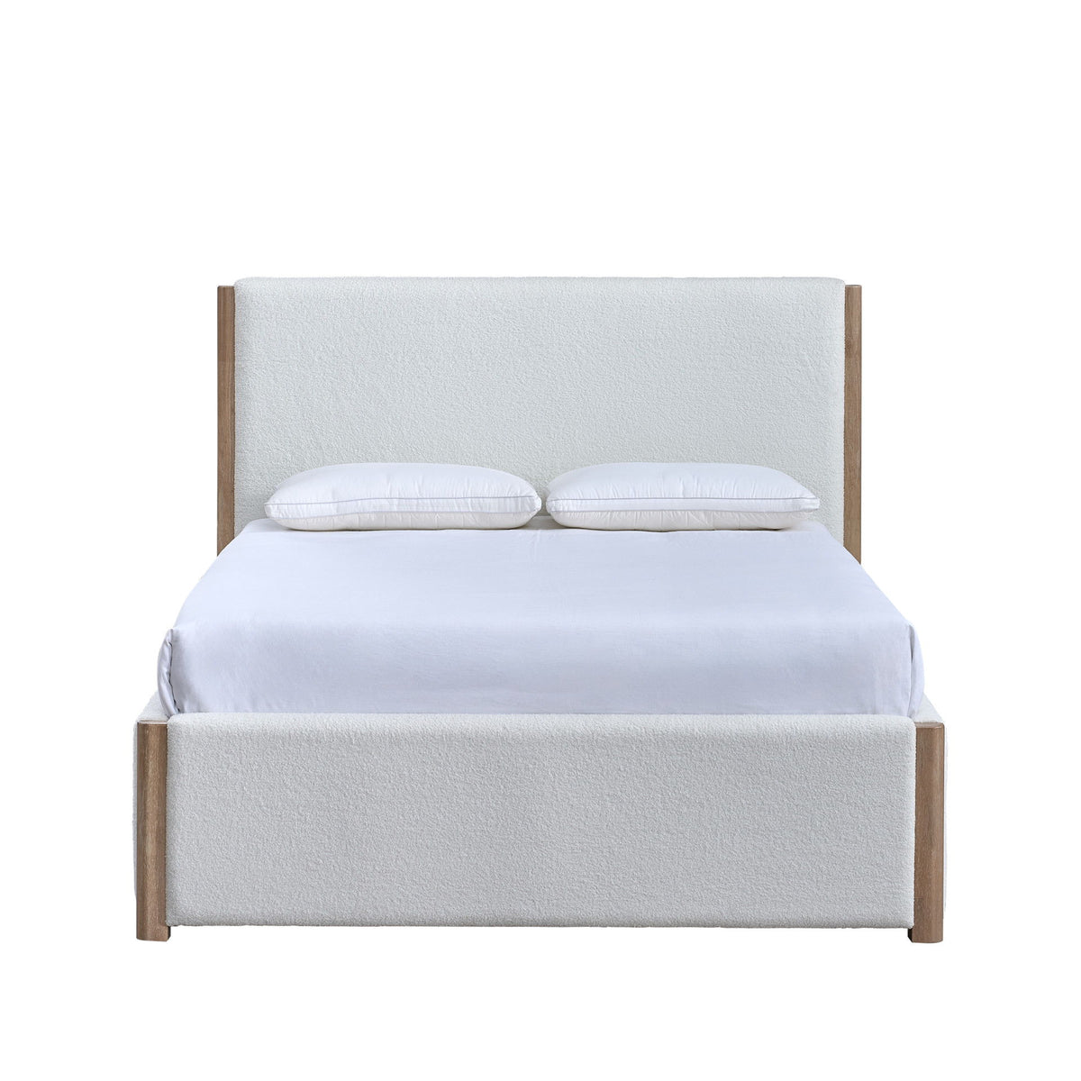 Anika - 6/6 King Upholstered Footboard & Slats - White / Natural