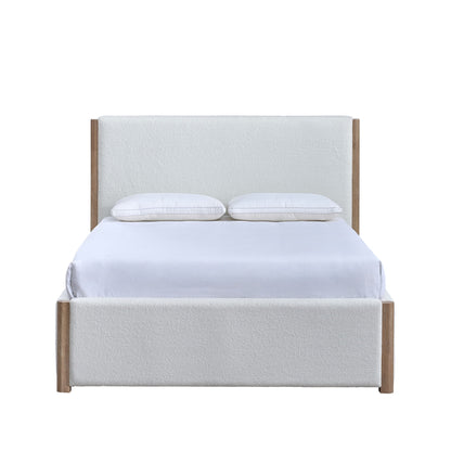 Anika - 6/0 California King Upholstered Footboard & Slats - White / Natural