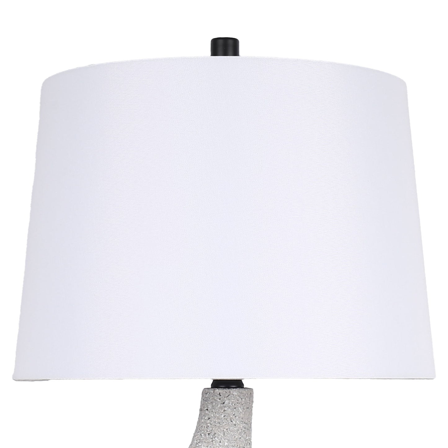 Sculpted Waves Resin & Metal Table Lamp (Set of 2) - White Stone / Matte Black