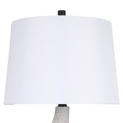 Sculpted Waves Resin & Metal Table Lamp (Set of 2) - White Stone / Matte Black